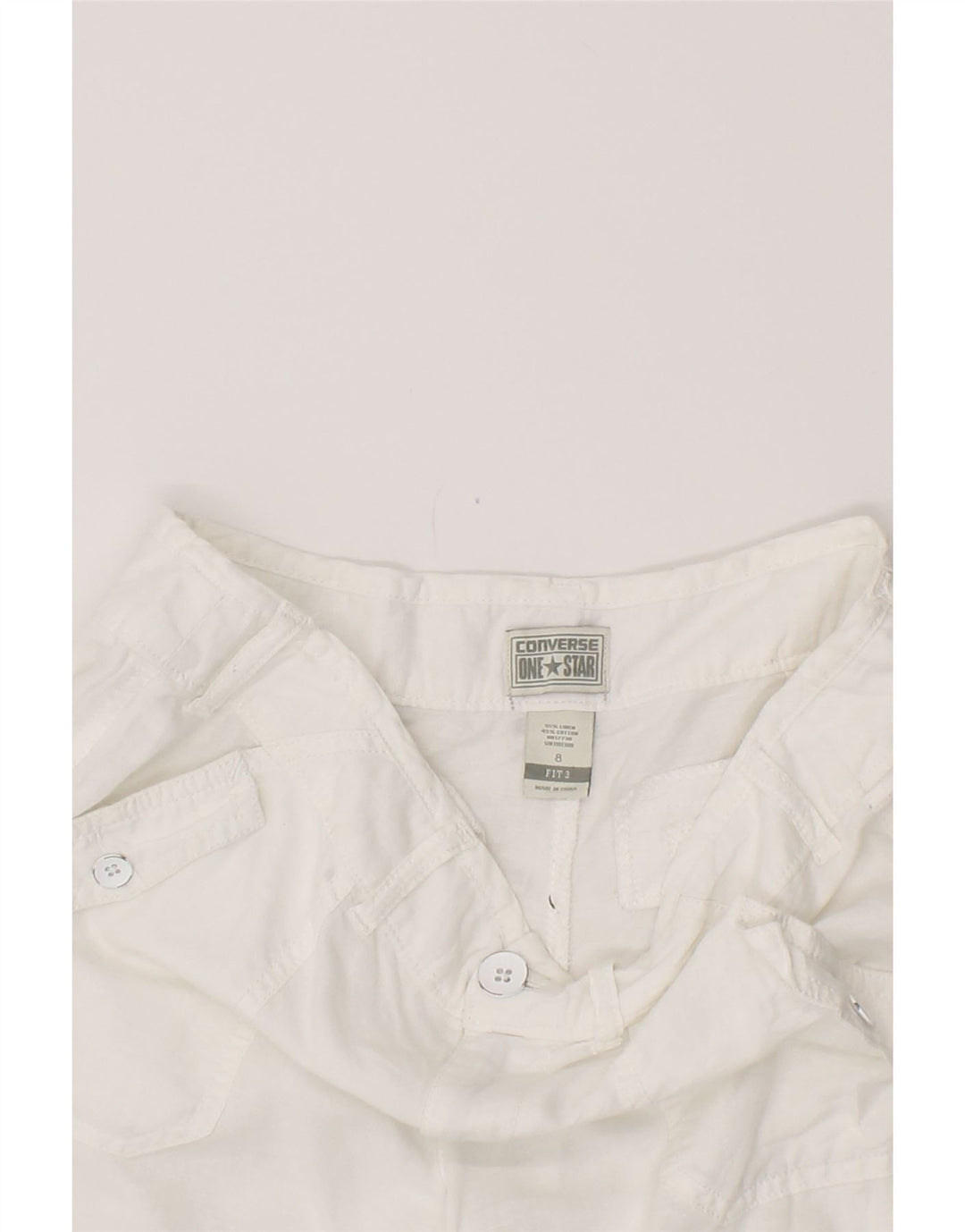 CONVERSE Womens Casual Shorts US 8 Medium W34 White Linen