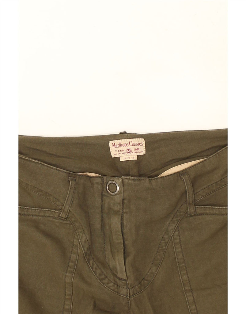 MARLBORO CLASSICS Womens Straight Cropped Trousers W34 L25 Khaki Cotton | Vintage Marlboro Classics | Thrift | Second-Hand Marlboro Classics | Used Clothing | Messina Hembry 