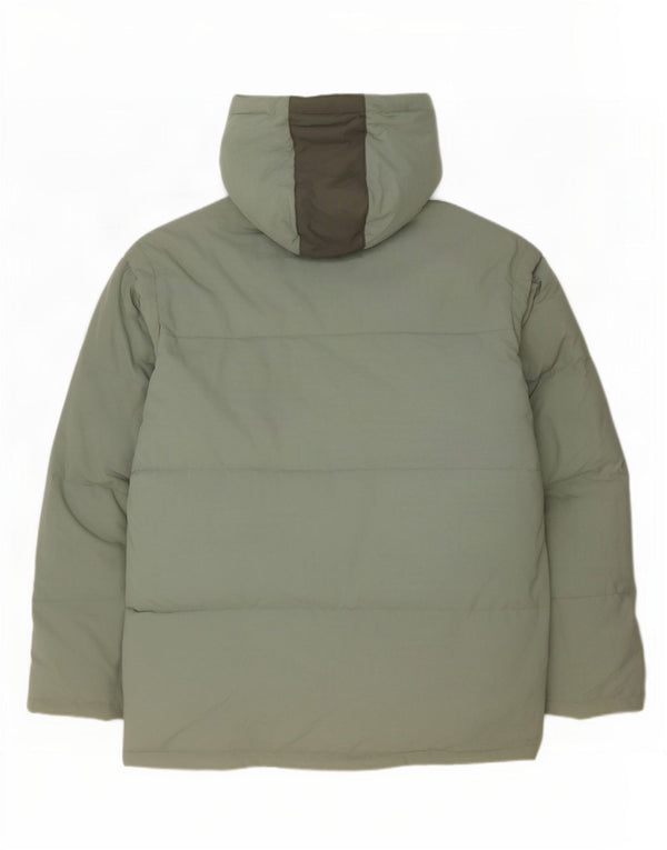 Fila Mens Hooded Padded Jacket UK 44 2XL Green Colourblock Polyamide