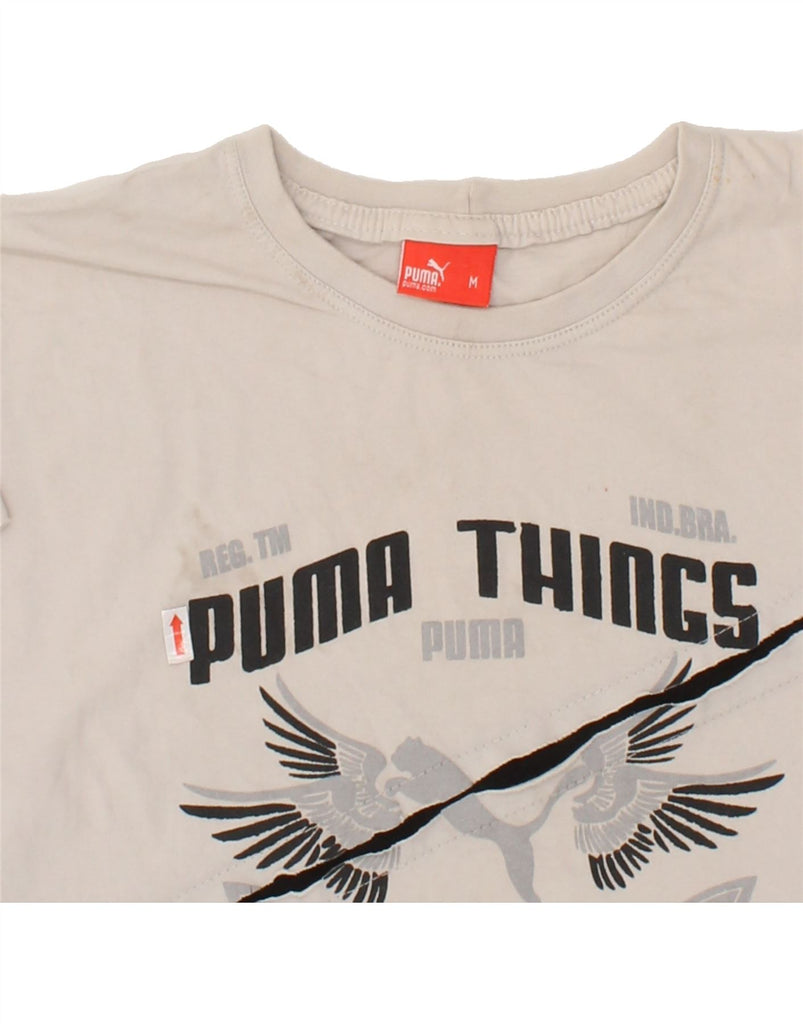 PUMA Mens Graphic T-Shirt Top Medium White Cotton Vintage Puma and Second-Hand Puma from Messina Hembry 