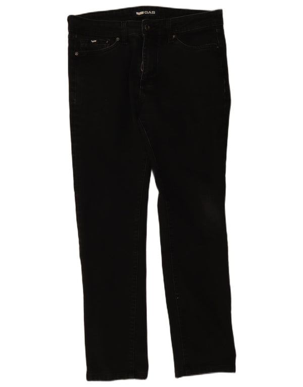 Gas Mens Straight Jeans W34 L29 Black Cotton