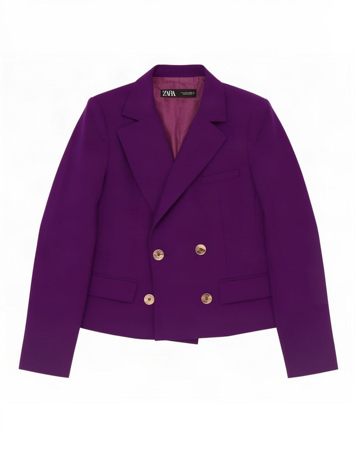 Zara Womens Double Breasted Blazer Jacket UK 14 Large Purple