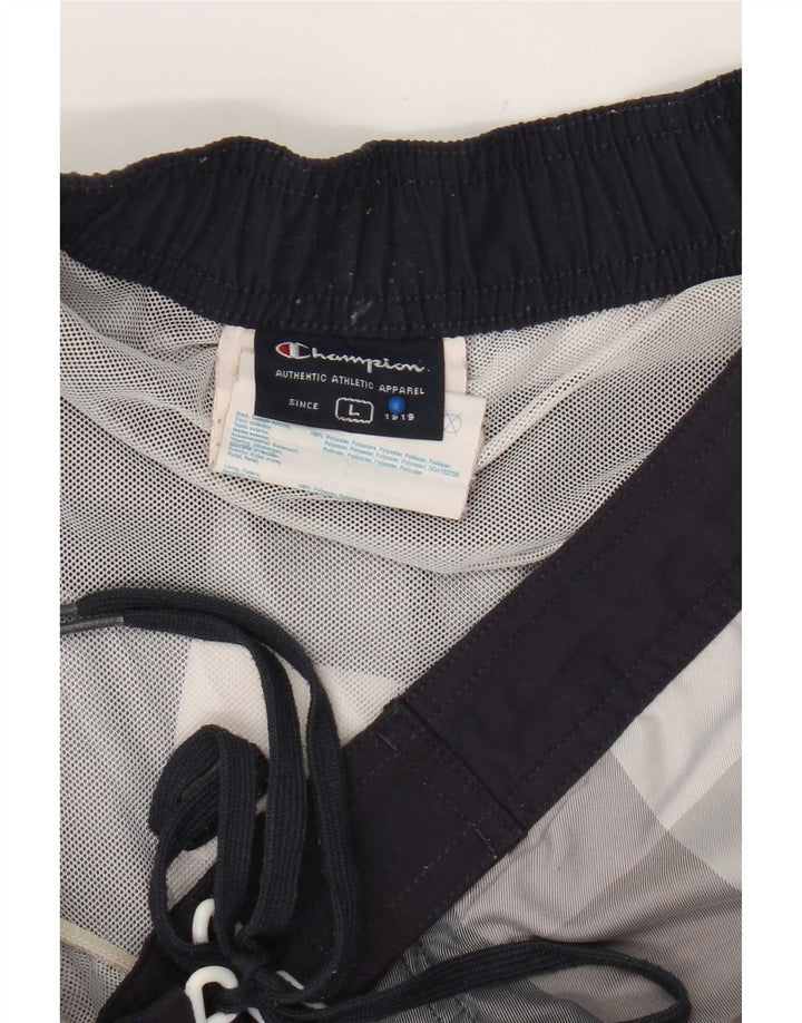 Champion Mens Swimming Shorts Large  Grey Check Polyester