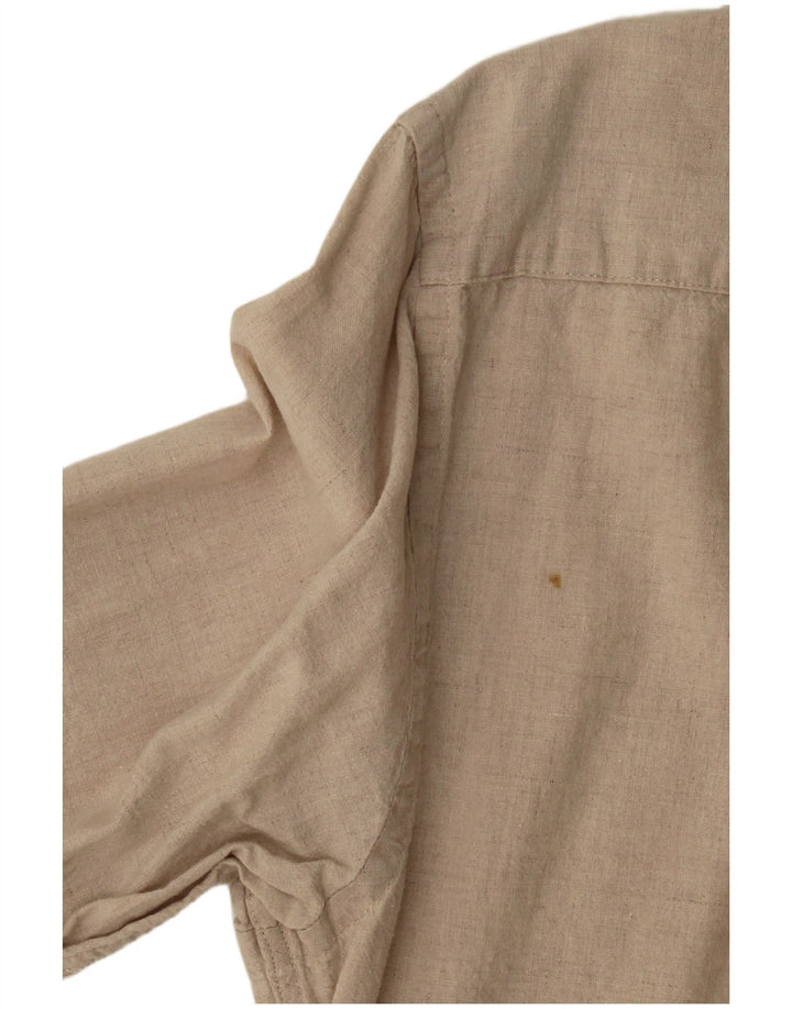 Zara Mens Slim Fit Shirt Medium Beige Linen