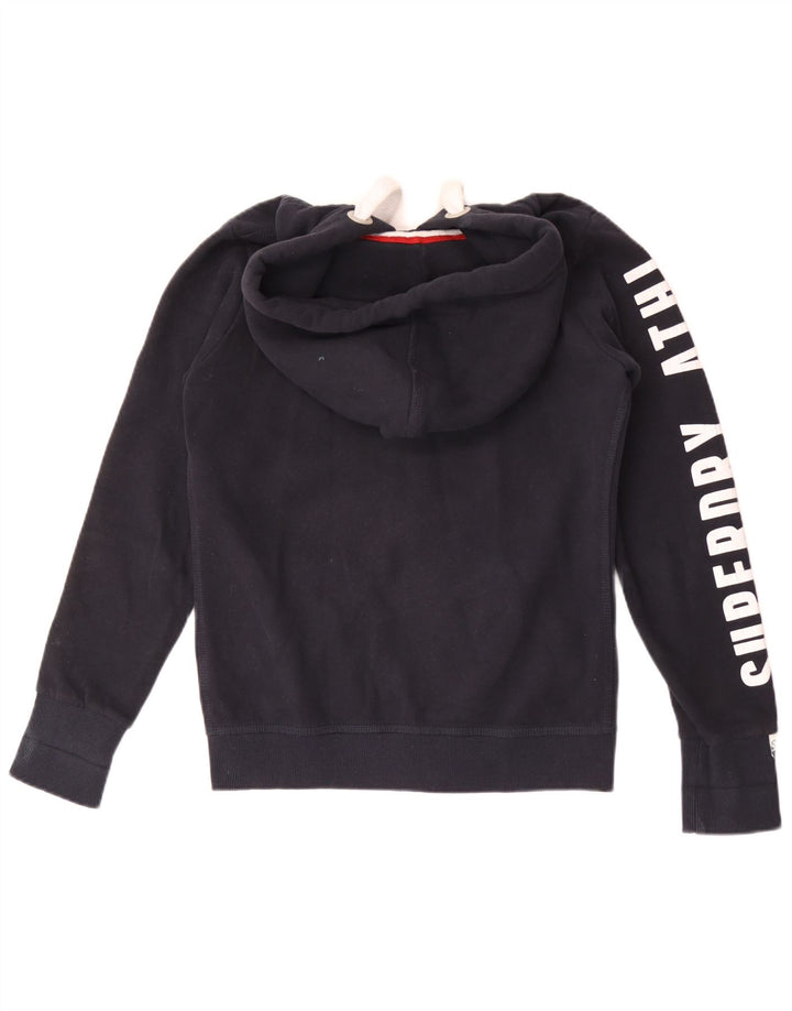 Superdry Mens Graphic Zip Hoodie Sweater Medium Navy Blue Cotton