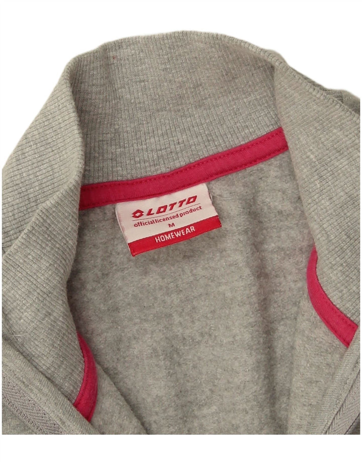 Lotto Womens Graphic Tracksuit Top Jacket UK 14 Medium Grey Flecked Cotton