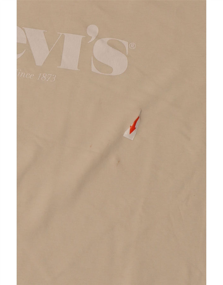Levi's Womens Graphic T-Shirt Top Large Beige Cotton