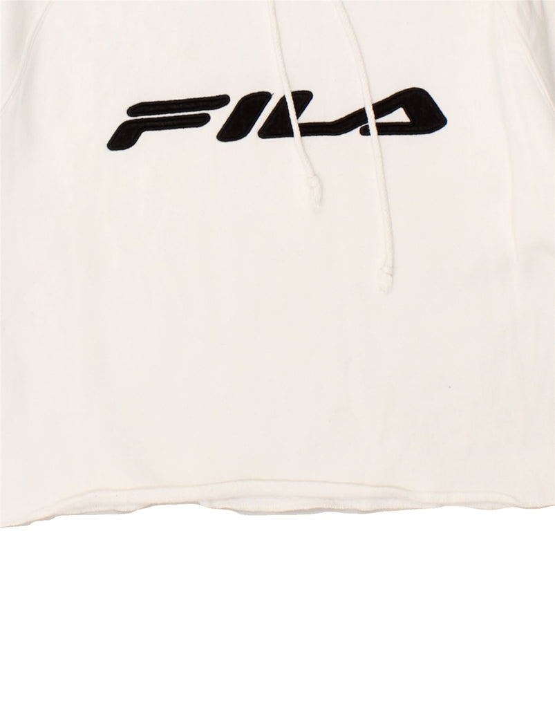 FILA Womens Crop Short Sleeve Hoodie Jumper UK 18 XL White Cotton Vintage Fila and Second-Hand Fila from Messina Hembry 