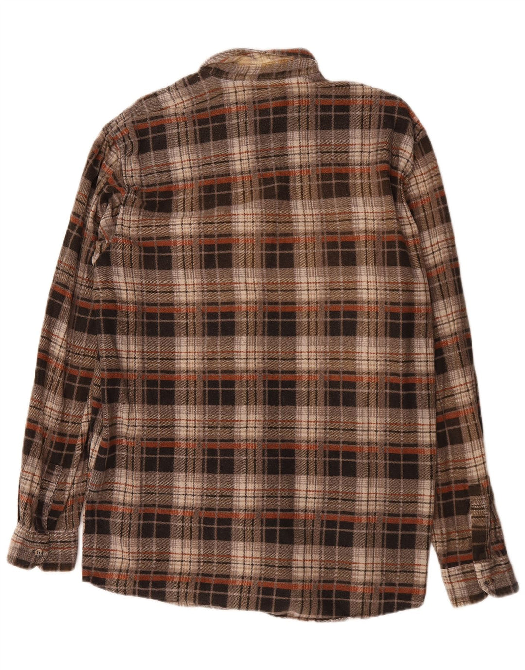European Project Mens Flannel Shirt Large Brown Check Cotton