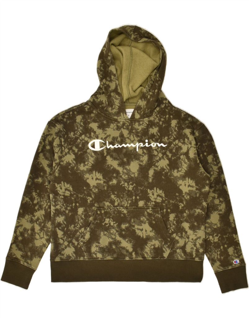 CHAMPION Boys Hoodie Jumper 14-15 Years Small Khaki Camouflage Cotton | Vintage Champion | Thrift | Second-Hand Champion | Used Clothing | Messina Hembry 