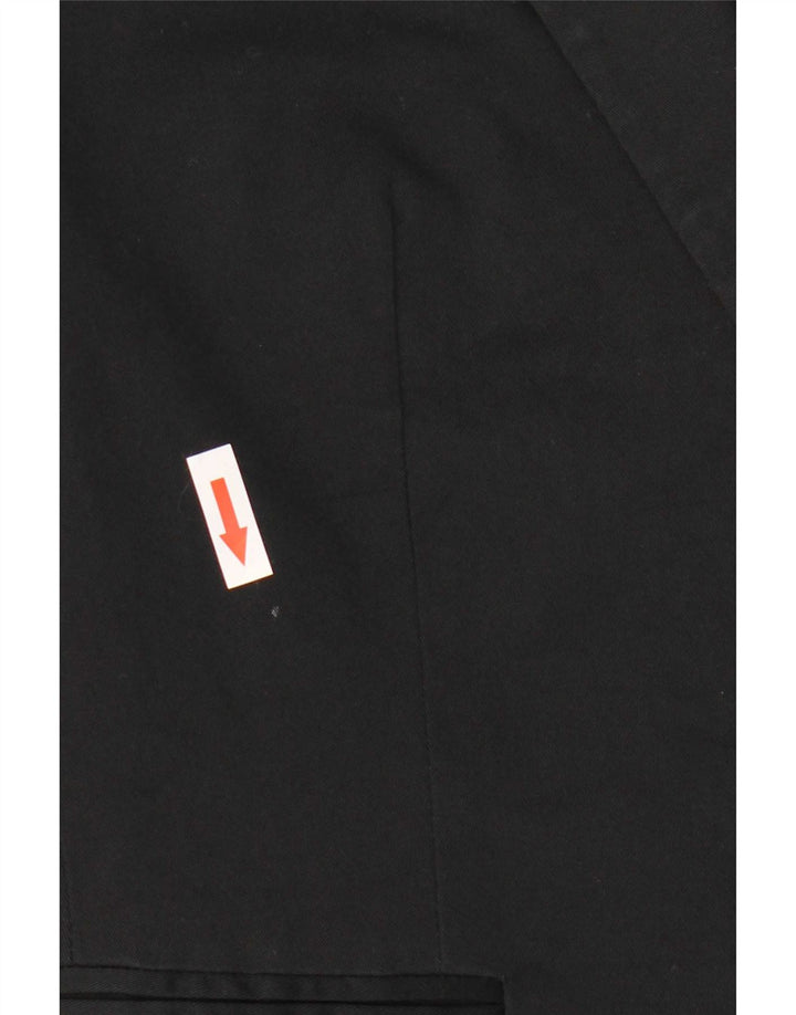 Zara Womens 1 Button Blazer Jacket UK 12 Medium Black Cotton