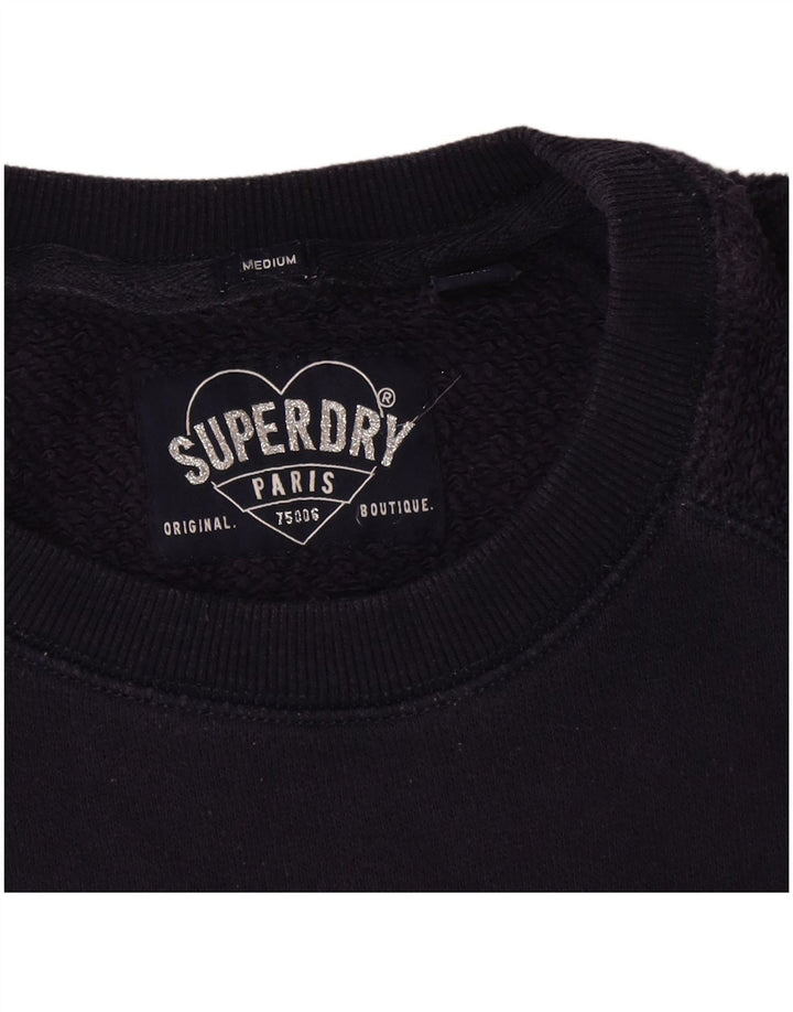Superdry Womens Graphic Sweatshirt Jumper UK 14 Medium Navy Blue Cotton