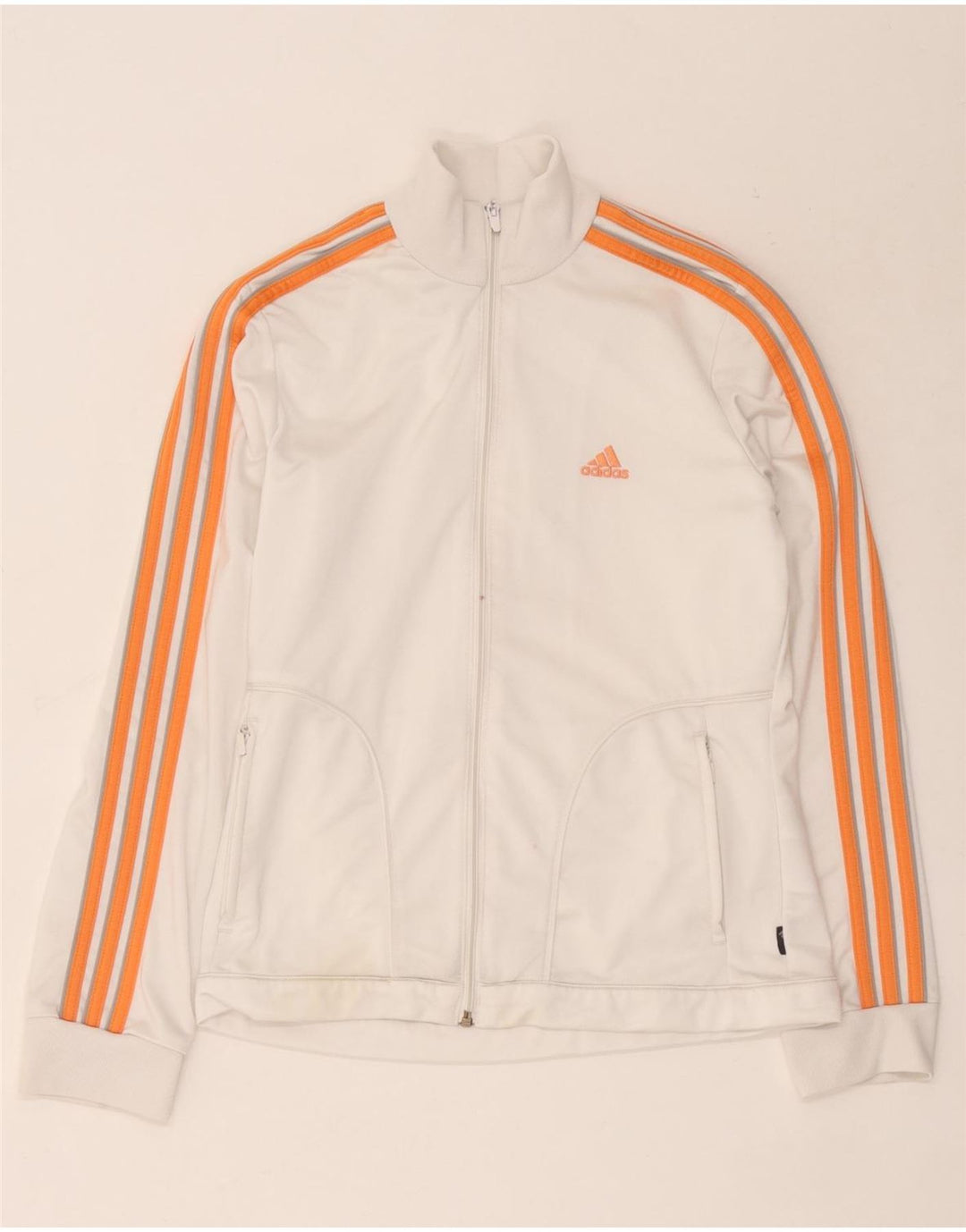 Adidas Womens Tracksuit Top Jacket UK 14 Medium White Polyester