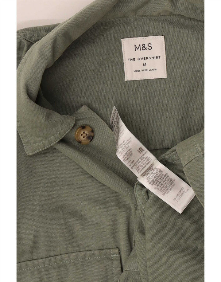 Marks & Spencer Mens Overshirt Shirt Medium Green Cotton