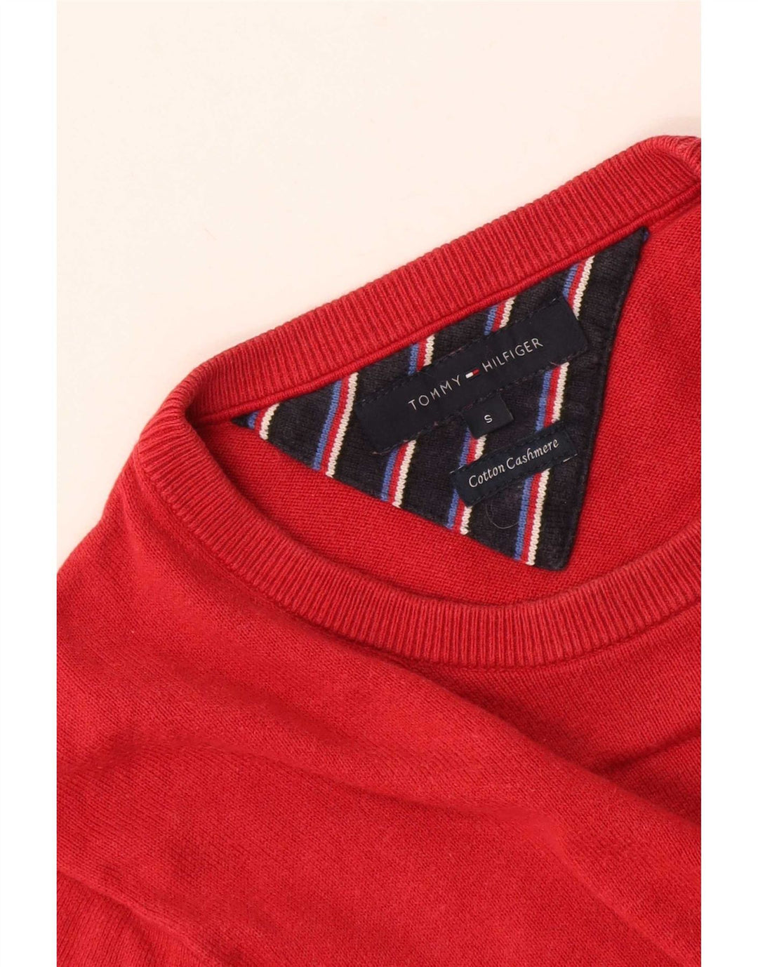 Tommy Hilfiger Mens Crew Neck Jumper Sweater Small Red Cotton