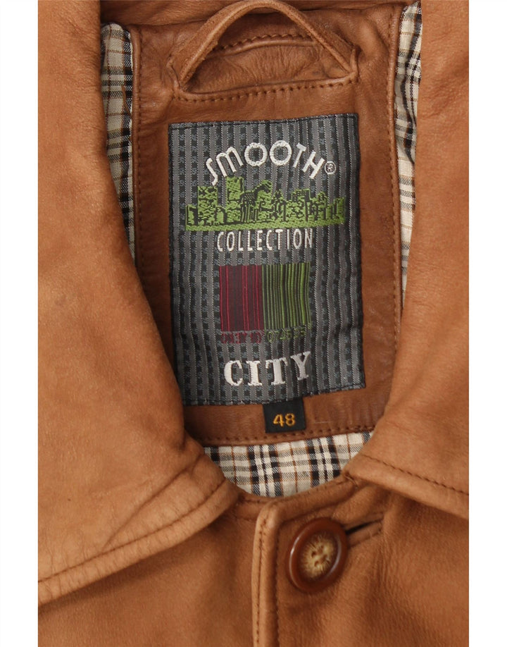 Vintage Mens Leather Jacket IT 48 Medium Brown Leather