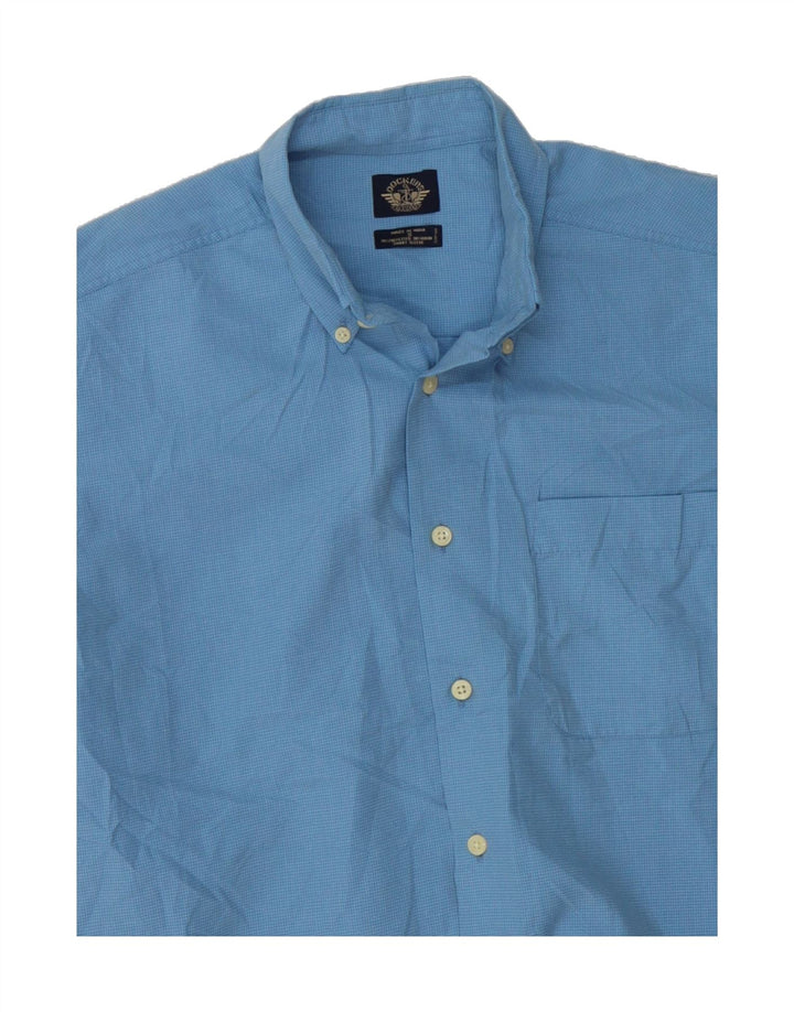 DOCKERS Mens Short Sleeve Shirt Small Blue Check Polyester Vintage Dockers and Second-Hand Dockers from Messina Hembry 