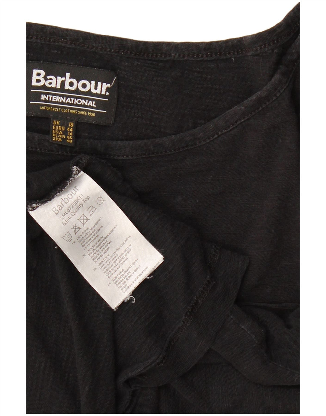 Barbour Womens T-Shirt Top UK 18 XL Black Cotton