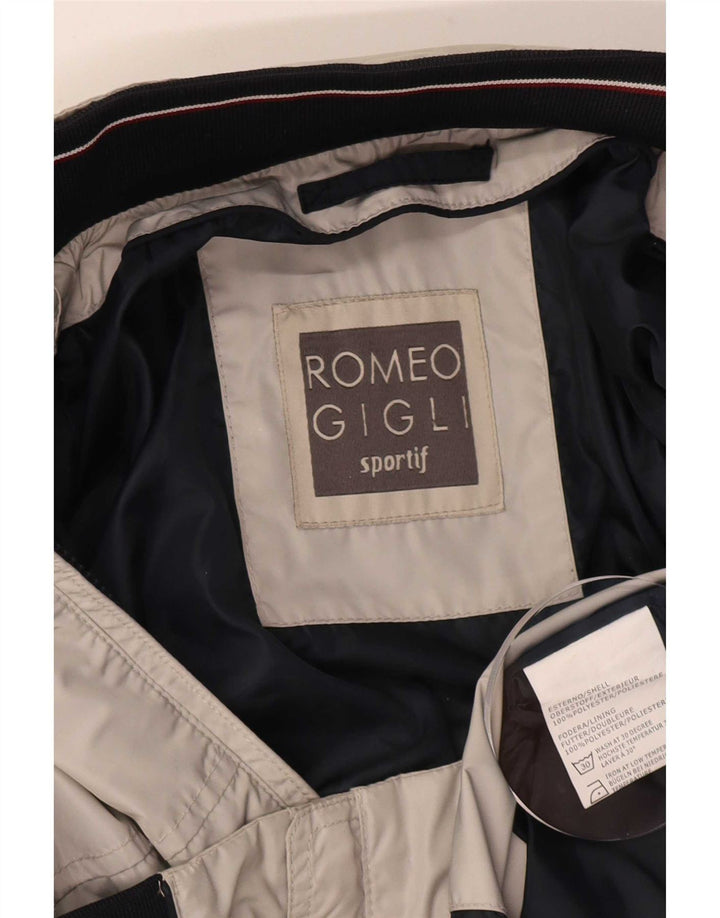 Romeo Gigli Mens Bomber Jacket UK 38 Medium Grey Colourblock Polyester