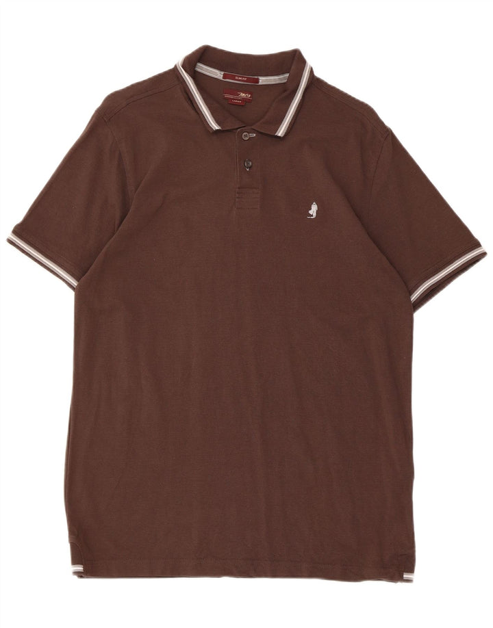Marlboro Classics Mens Slim Fit Polo Shirt Large Brown Cotton