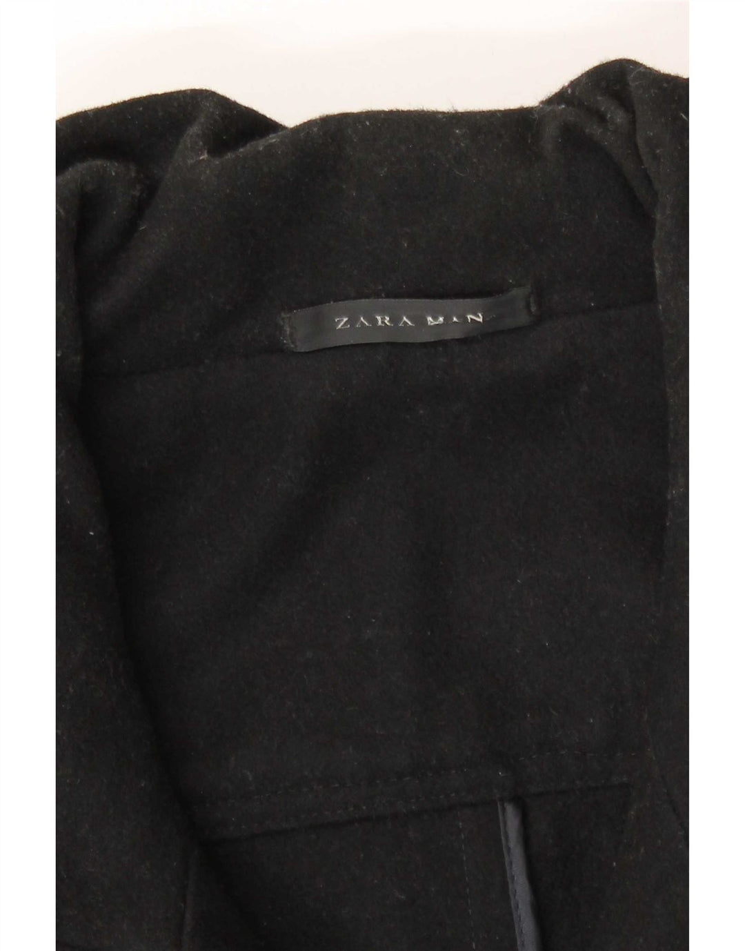 Zara Mens Overcoat UK 36 Small Black Wool