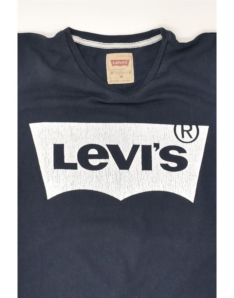 LEVI'S Boys Graphic T-Shirt Top 15-16 Years Navy Blue Cotton | Vintage Levi's | Thrift | Second-Hand Levi's | Used Clothing | Messina Hembry 