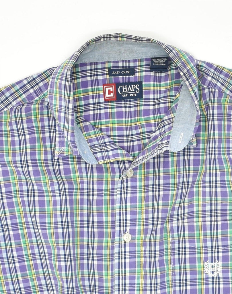 CHAPS Mens Easy Care Short Sleeve Shirt Large Purple Check Cotton | Vintage Chaps | Thrift | Second-Hand Chaps | Used Clothing | Messina Hembry 