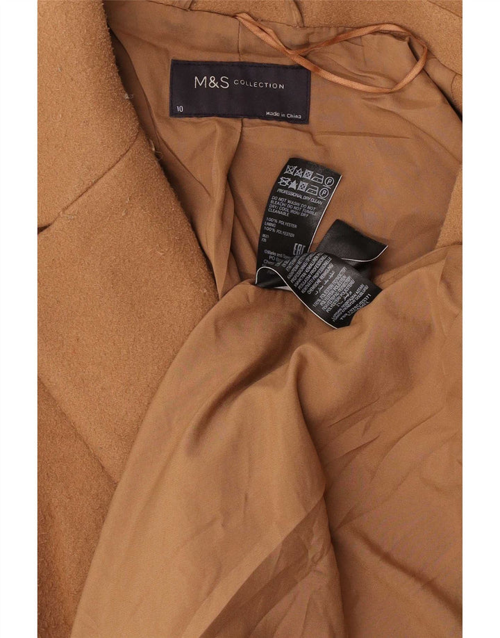 Marks & Spencer Womens Oversized Overcoat UK 10 Small Brown Polyester