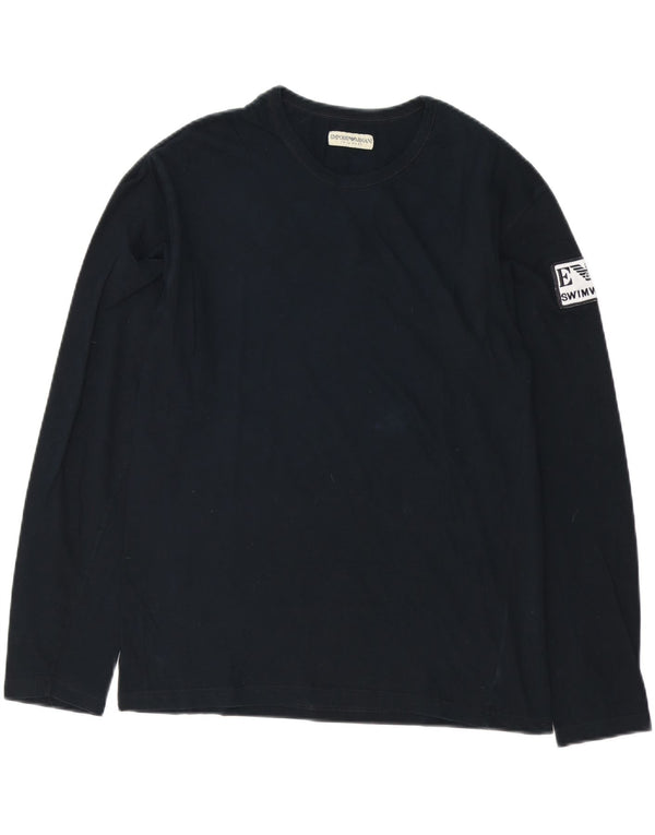 EMPORIO ARMANI Mens Graphic Top Long Sleeve Small Black Cotton