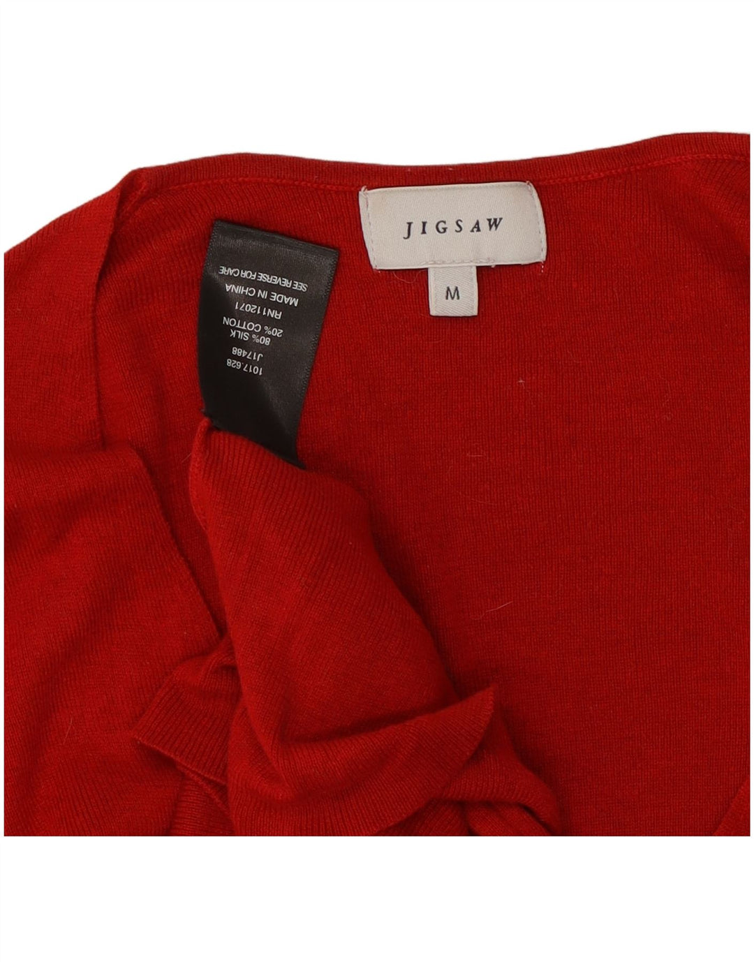 JIGSAW Womens V-Neck Jumper Sweater UK 12 Medium Red Silk
