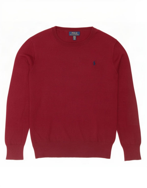 Polo Ralph Lauren Boys Boat Neck Jumper Sweater 15-16 Years XL Maroon