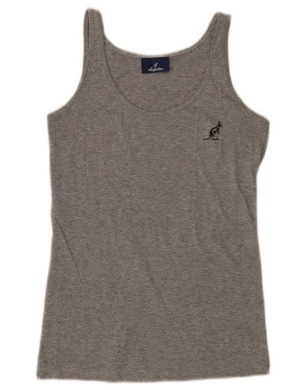 AUSTRALIAN L'ALPINA Womens Crop Vest Top UK 8 Small Grey Cotton