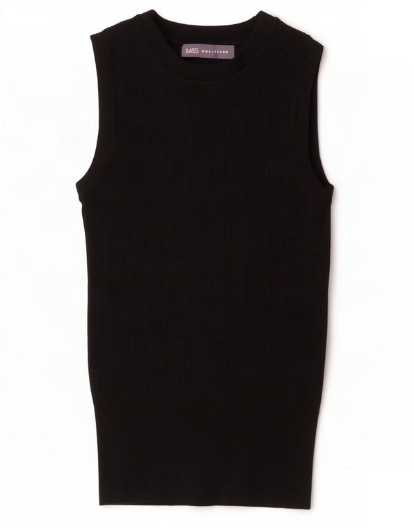 Marks & Spencer Womens Vest Tank Top UK 8 Small Black Viscose