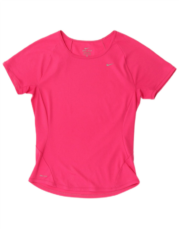 Nike Womens Dri Fit T-Shirt Top UK 10 Small Pink