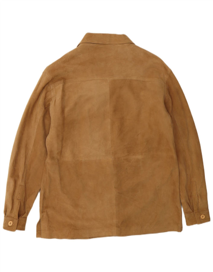 VINTAGE Womens Loose Fit Suede Jacket UK 18 XL Brown Leather