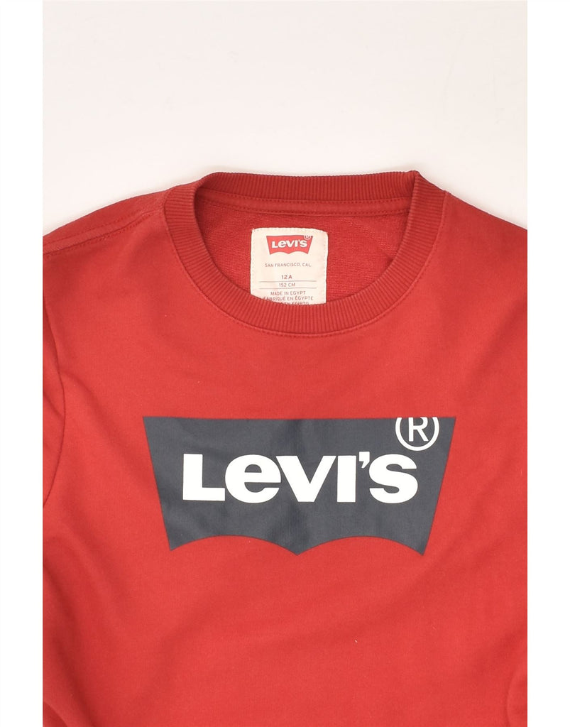 LEVI'S Girls Graphic Sweatshirt Jumper 11-12 Years Red Cotton | Vintage Levi's | Thrift | Second-Hand Levi's | Used Clothing | Messina Hembry 