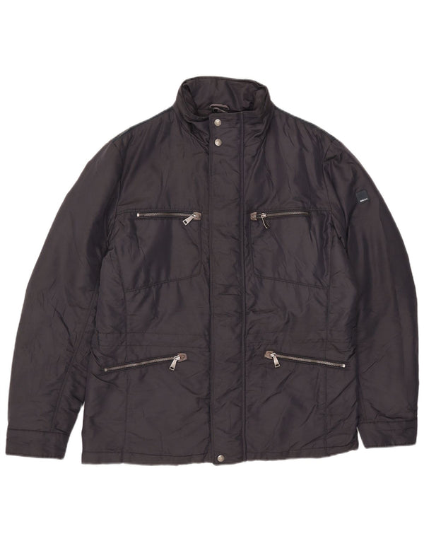Geox Mens Hooded Utility Jacket UK 40 Large Navy Blue Polyamide