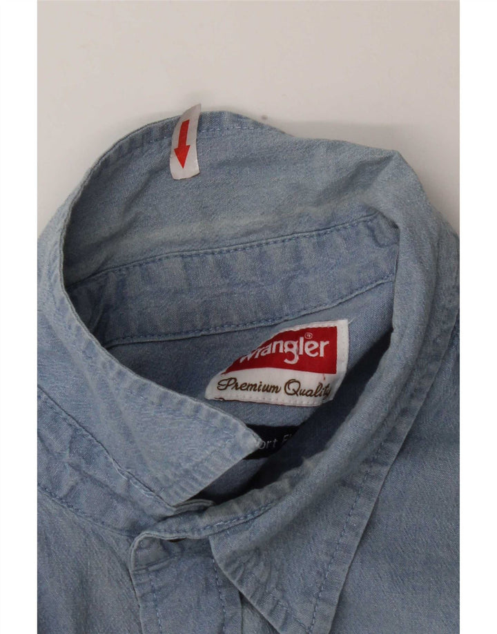 Wrangler Mens Denim Shirt Large Blue Cotton