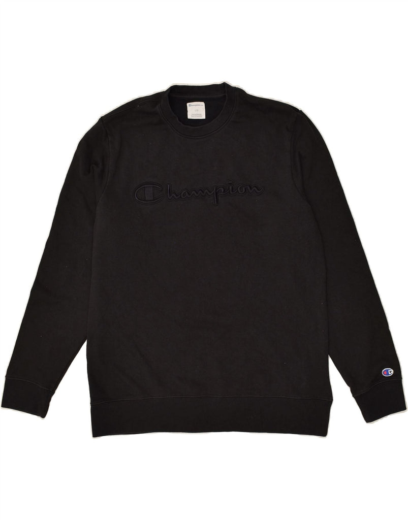 CHAMPION Mens Graphic Sweatshirt Jumper Large Black Cotton | Vintage Champion | Thrift | Second-Hand Champion | Used Clothing | Messina Hembry 