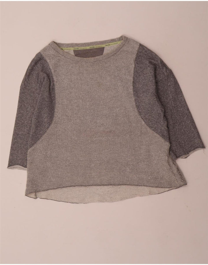 CALVIN KLEIN Womens Performance Top Long Sleeve UK 18 XL Grey Colourblock