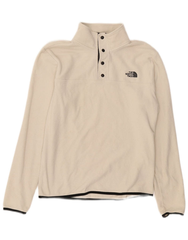 The North Face Mens Button Neck Fleece Jumper Small White Polyester