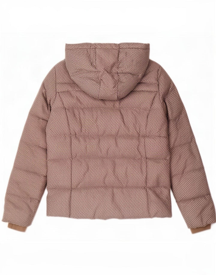 Marlboro Classics Womens Hooded Padded Jacket EU 42 Large Grey Geometric