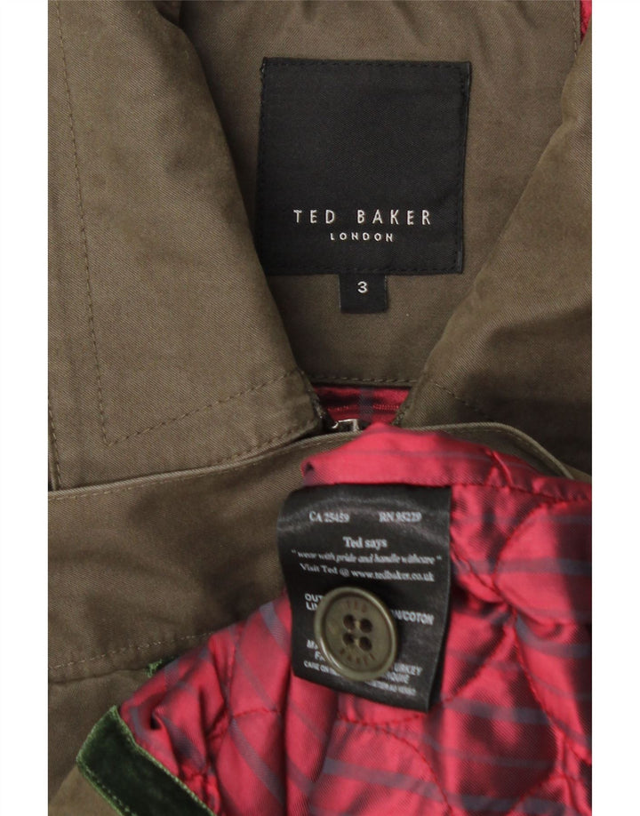 Ted Baker Mens Bomber Jacket Size 3 Medium Khaki Cotton