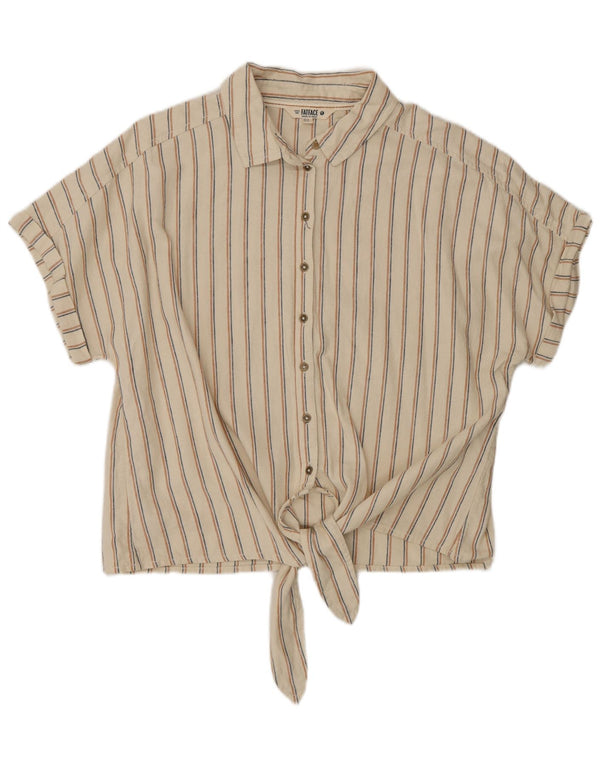 Fat Face Womens Short Sleeve UK 14 Large Beige Striped