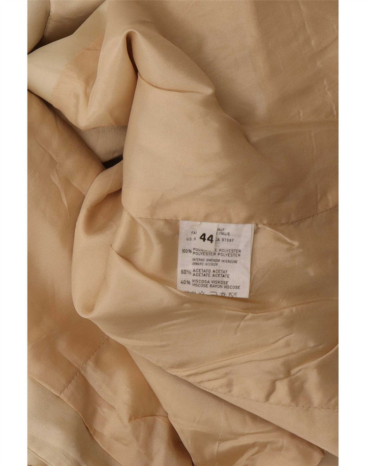 Benetton Womens Crop 3 Button Blazer Jacket IT 44 Medium Beige Polyester