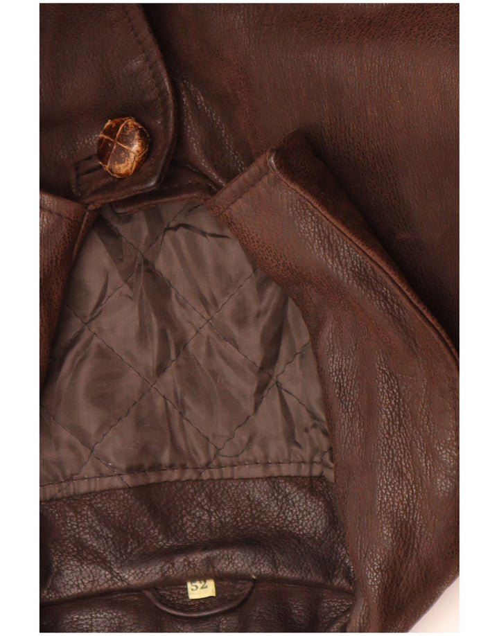 VINTAGE Mens Leather Jacket IT 52 XL Brown Leather