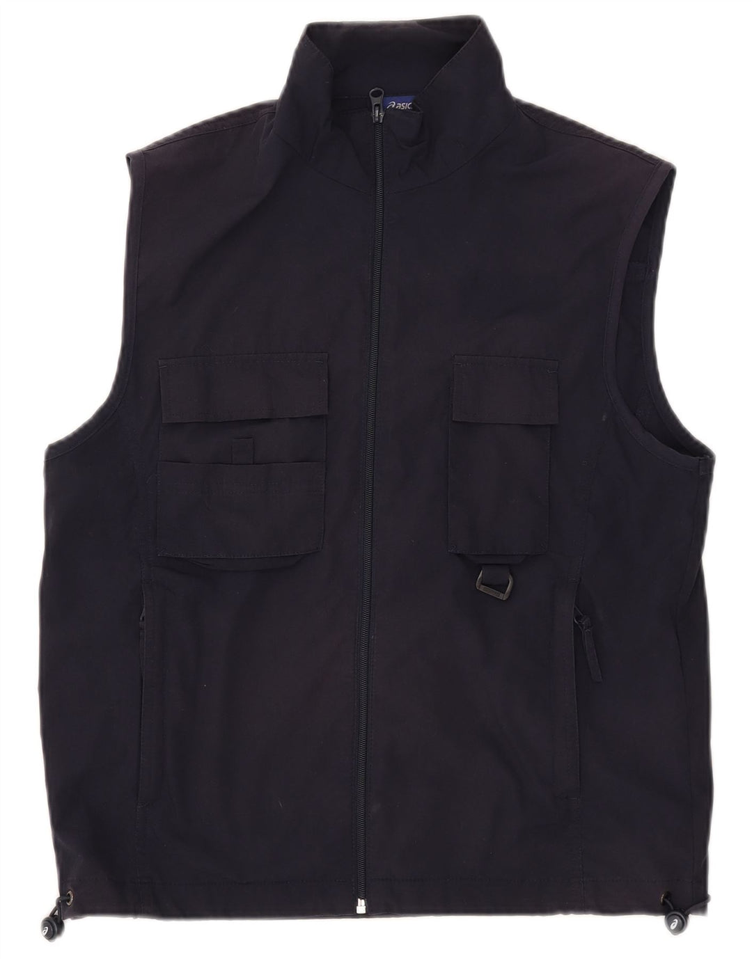 Asics Mens Graphic Utility Gilet UK 38 Medium Navy Blue Polyester