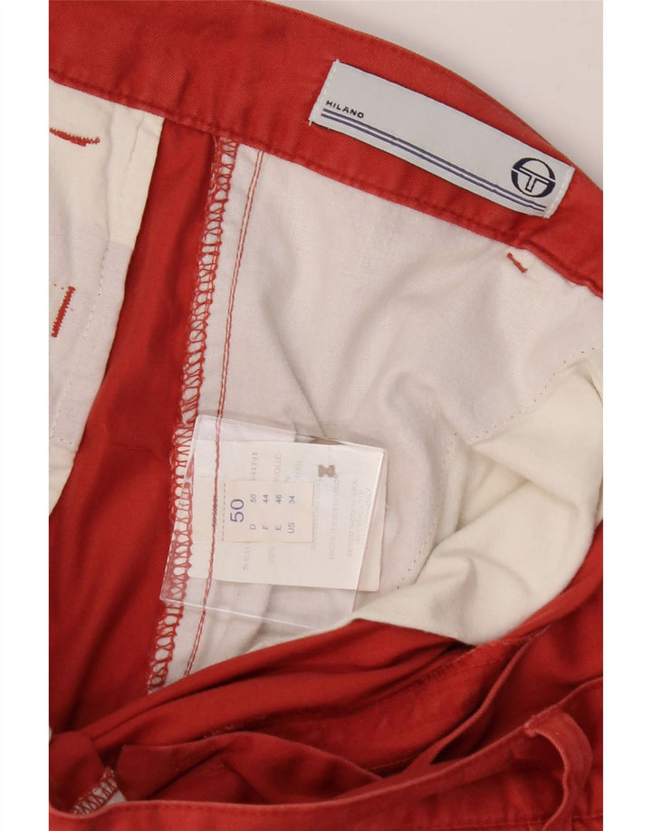 SERGIO TACCHINI Mens Chino Shorts IT 50 Large W34 Red Cotton Vintage Sergio Tacchini and Second-Hand Sergio Tacchini from Messina Hembry 