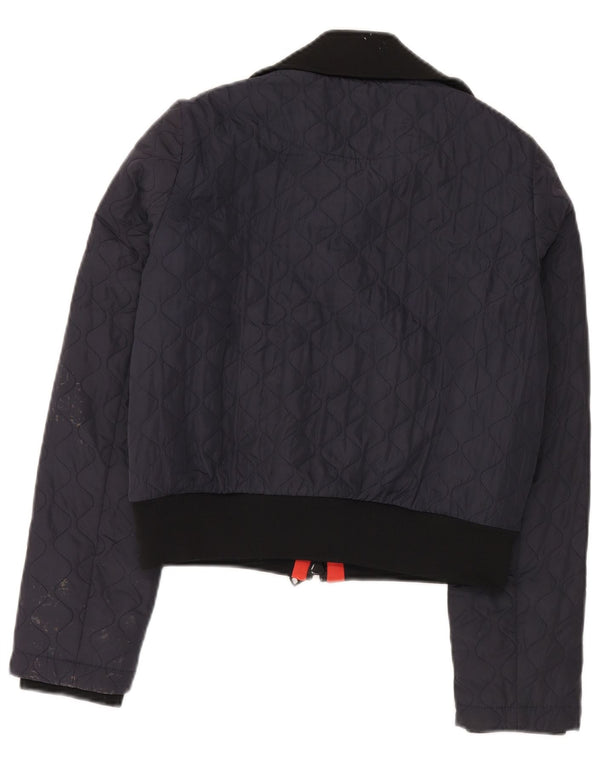 Zara Womens Crop Quilted Jacket UK 10 Small Navy Blue