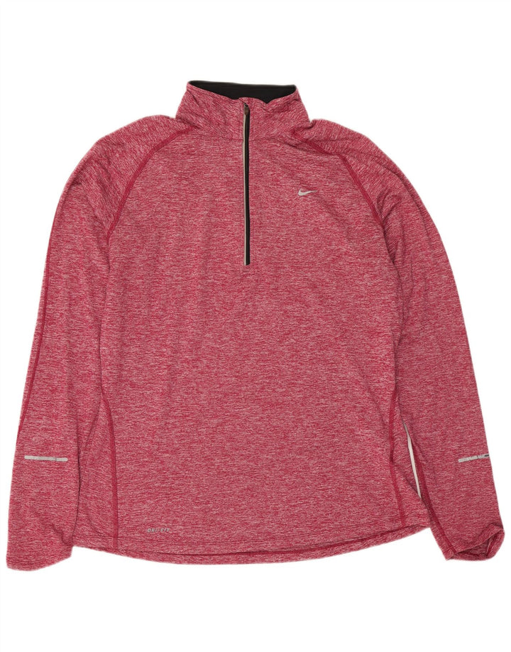 Nike Womens Pullover Tracksuit Top UK 16 Large Red Flecked Polyester